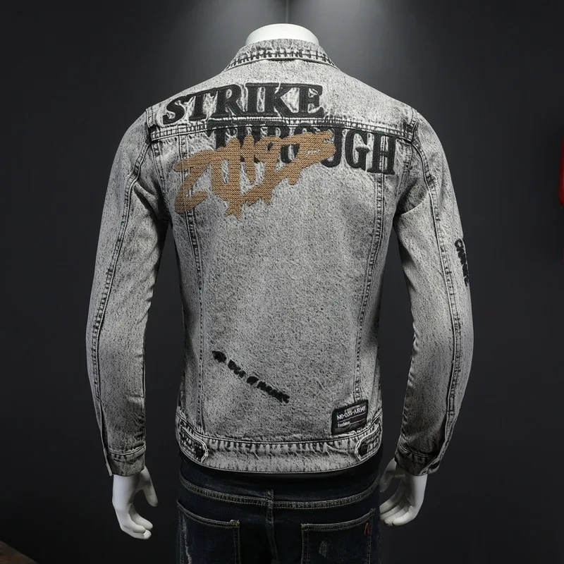 High Quality Men's Cotton Jeans Jacket Customizable Denim Jacket Wholesale OEM Service manufacture