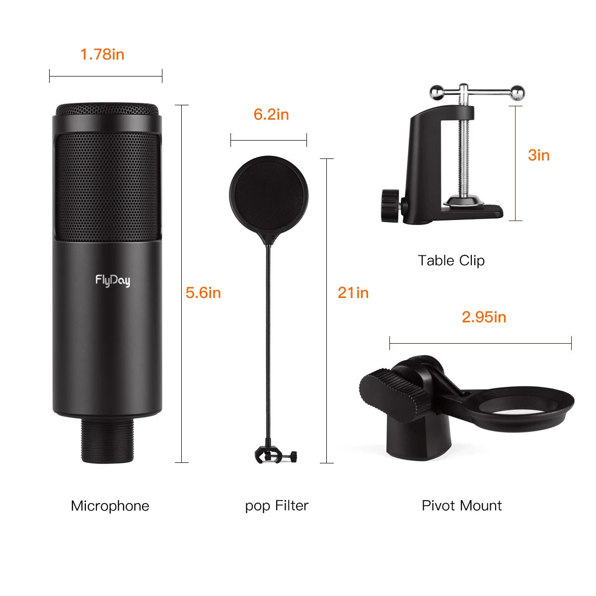 Flyday F1 Professional Recording Condenser Microphone Wire Microphones Kit Live Stream USB Vocal Microphone