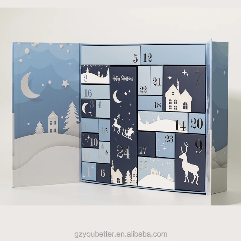 Luxury Advent Calendar Gift Box Cosmetics Jewelry Cardboard Packaging ...