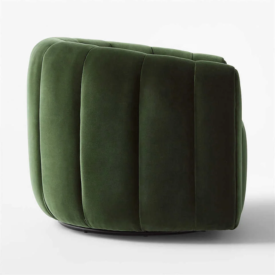 Velvet Swivel Accent Chair Channeled Single Sofa Luxury Occasional Armchairs Living Room Event Rental Use