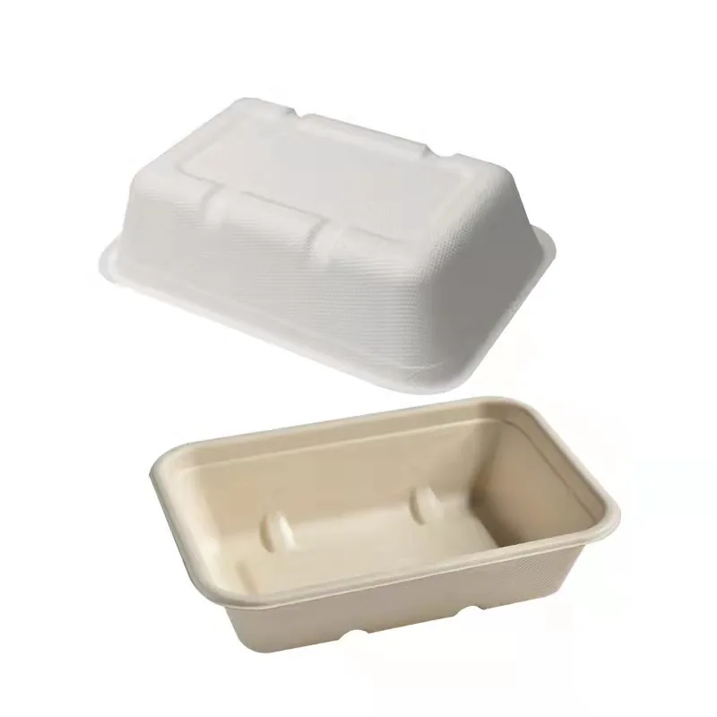 厂家直销蔗渣果浆餐盒外卖食品容器一次性带盖 - buy factory outlet