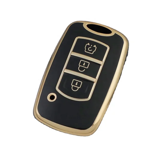 Gold rim Key Fob Cover ,Premium TPU Case Protector,Smart Remote Key Fob Cover Holder