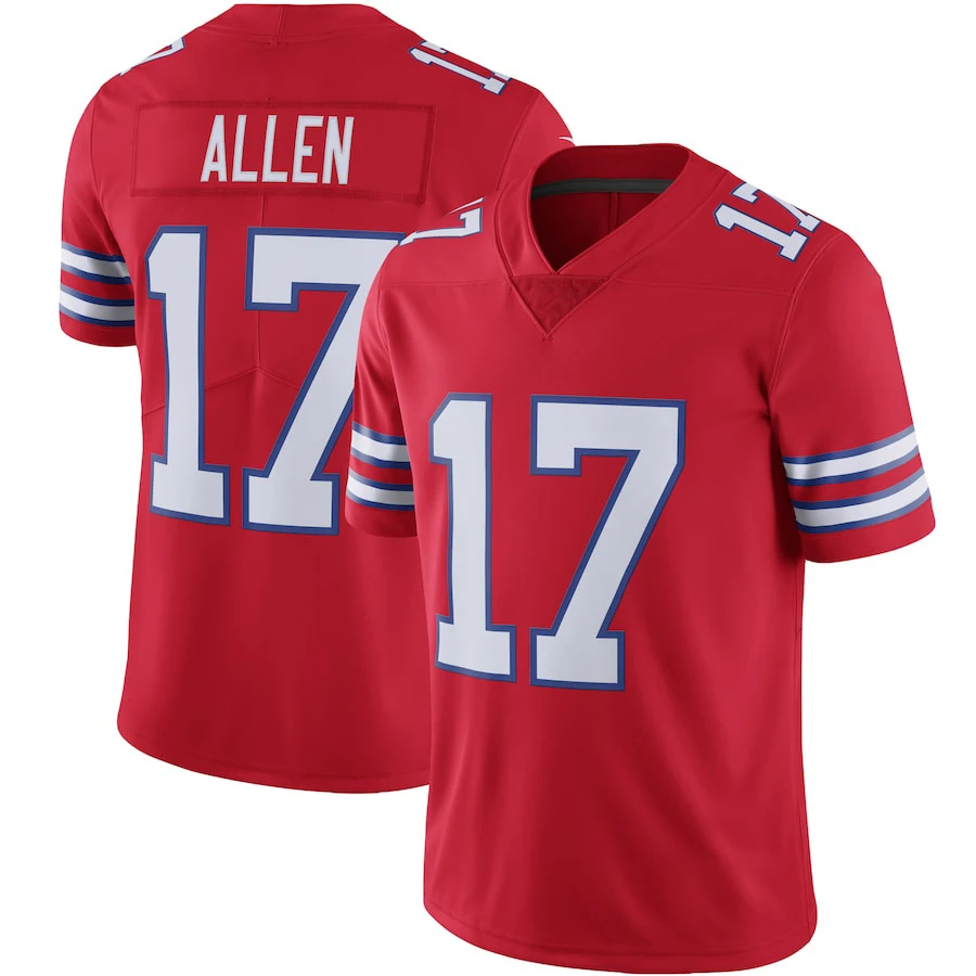 Josh Allen # 17 Football Jersey T-Shirt Rugby Jersey T-Shirt Mens Rugby Clothing Mens Quick-Drying Sportswear 