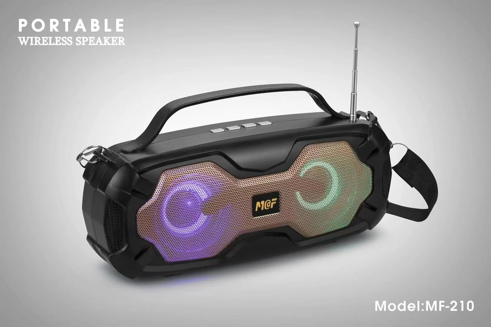 Good Quality Stereo Speaker MF210  With Antenna  Led Light Portable Outdoor Wireless Speaker