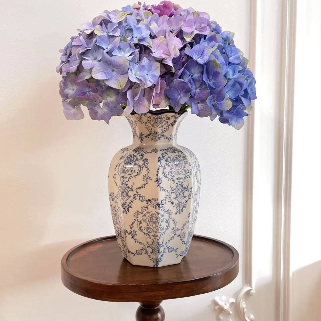 みるくみるく❣️白蝶貝細工向日葵　同梱おまとめ割 MSH Vintage Blue and White Ceramic Chinoiserie Vase for