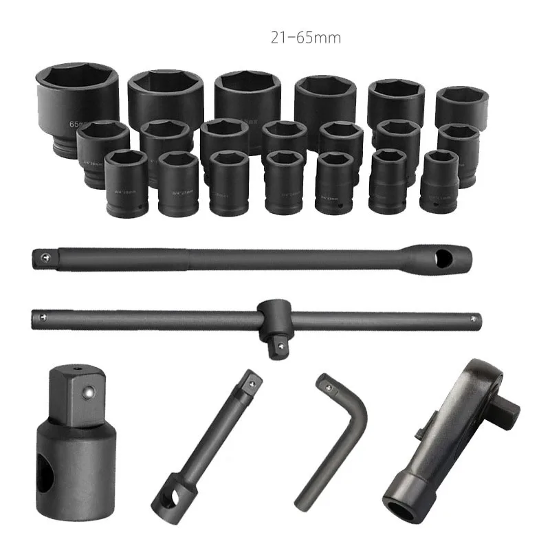Factory Price 3/4 Hexagonal Socket Wrench Heavy 26 Piece Black Steel