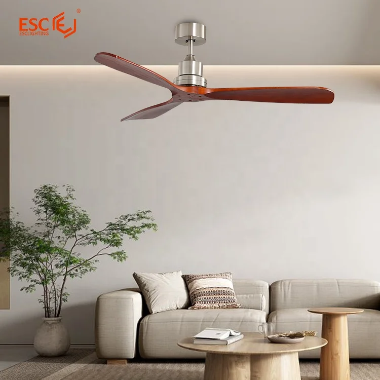 ESC Smart Ceiling Fan Modern 3 Fan Speed 52 Inch Solid Wood Decorative Ceiling Fan With Remote Control