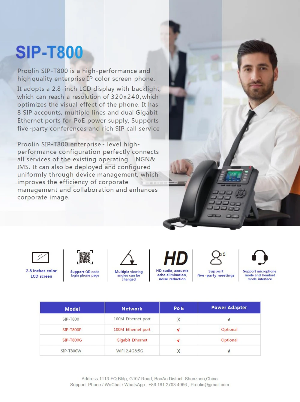 Proolin IP Phone SIP-T800 With 8 SIP ACC| Alibaba.com