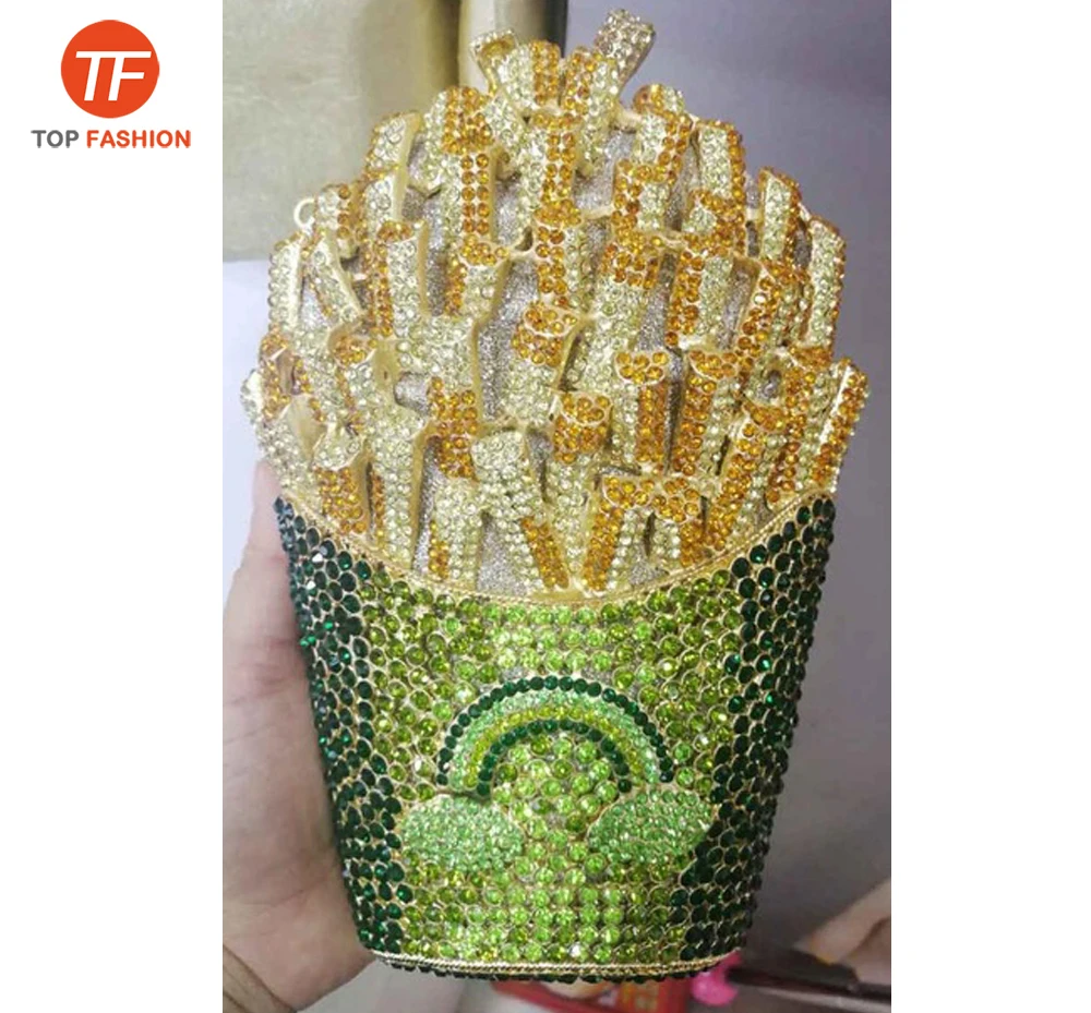 Leb1114 Wholesale Designer Party Rainbow Evening Rhinestone Purses Women  French Fries Bag Crystal Hand Bags - China French Fries Bag Crystal and  Crystal Clutch Bag price