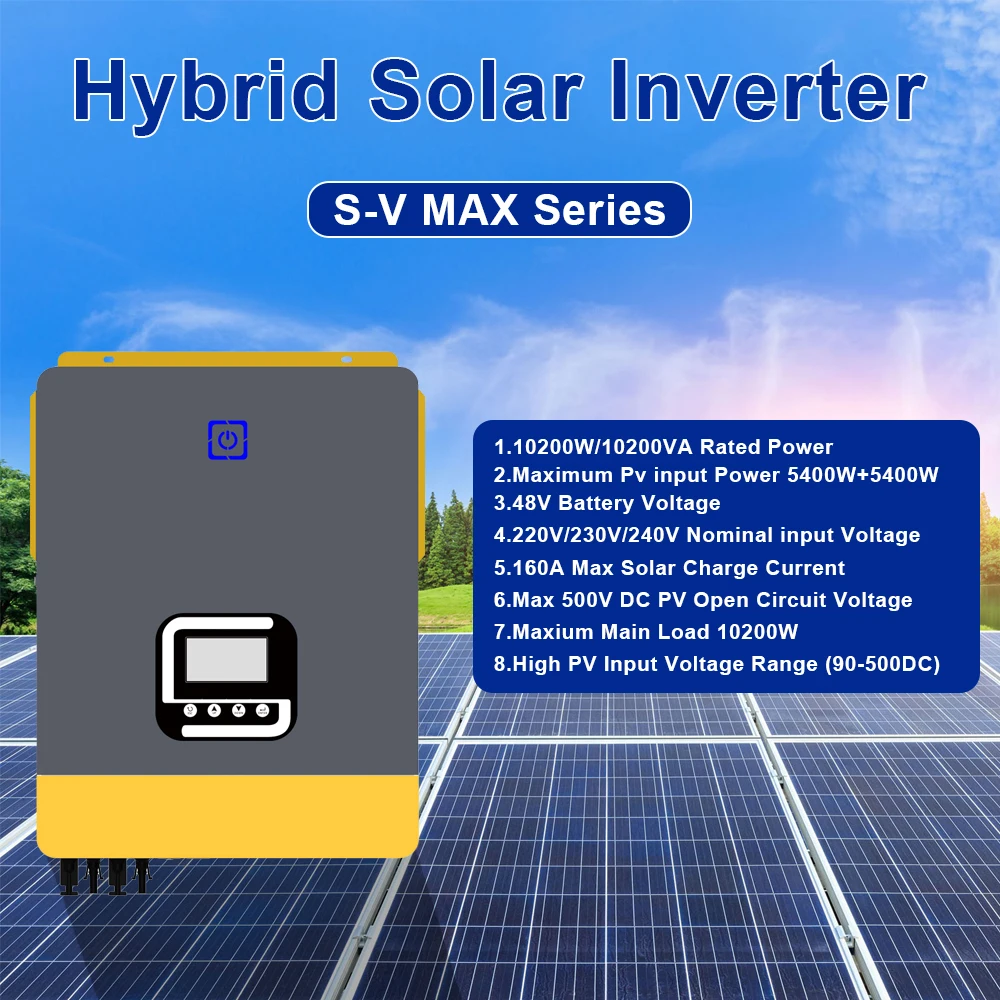 10kw 48v Hybrid Inverter Mppt 110v 220v 10kva Pure Sine Wave Solar ...