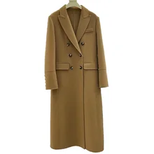 OEM high-quality custom-made cashmere, wool, long and medium wool coat for women 21-028