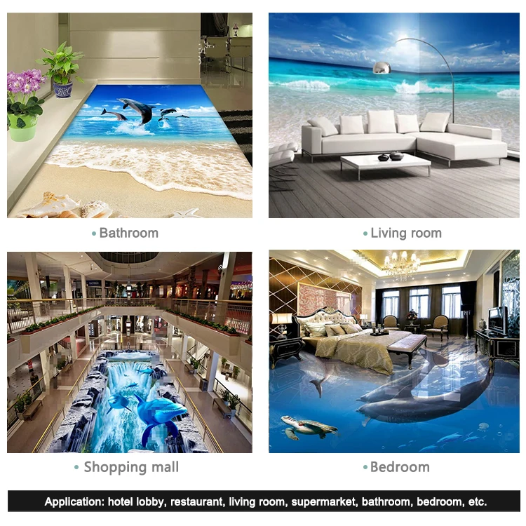 Customized Background 3D Ocean Fish Look Floor Tiles Living Room