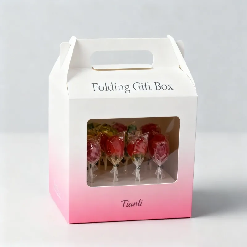 Caixa de Exibição Personalizada, Alimentar e Reciclável, Econômica, para Pirulitos, Lanches, Doces e Chocolate, Caixa de Papel para Varejo em Balcão com Janela