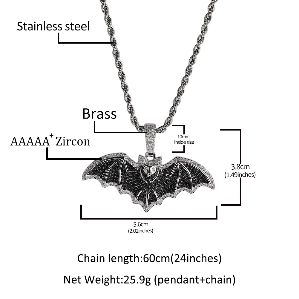 2024 UWIN Fashionable Black CZ Panther Pendant Iced Out Animal Leopard Necklace Unisex Jewelry
