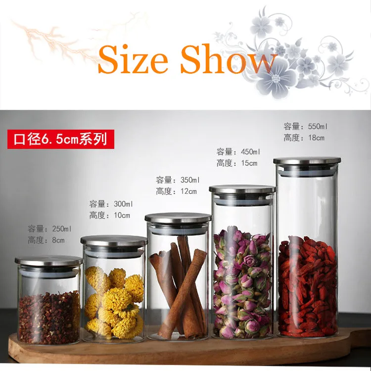 Borosilicate Jar Glass Storage Containers With Metal Stainless Lids