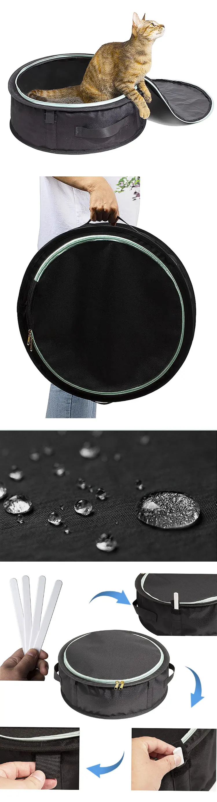Spacesaving Travel Cat Litter Box Leakproof Portable Litter Box