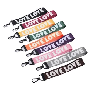 New Micro Business Fashion Pendant Ribbon Keychain Streamer Phone Holder Metal for Birthday Gift LOV