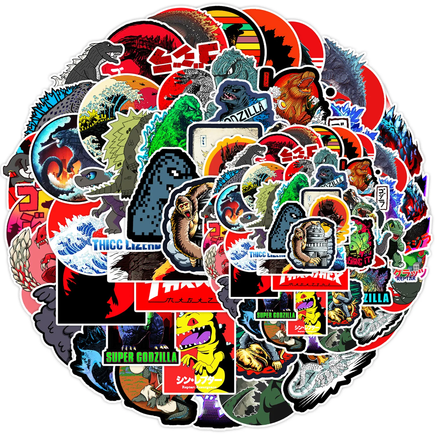 Godzilla Sticker Template 50Pcs Godzillaa DIY Graffiti Decorative Stickers Label for Luggage ...