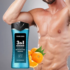 Custom Orange Vitamin C Body Wash for Men Exfoliating Shower Gel with Foaming Cleanser & Skin Brightening Benefits