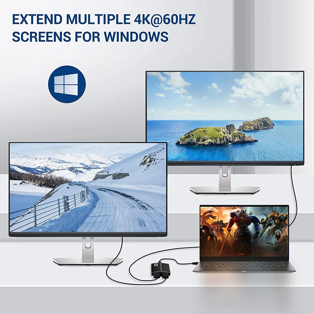 USB C to Dual for HDMI Displays Adapter 4K 60hz USB 3.1 Type C to 2 Port for HDMI Converter with PD & 3.5mm Audio Digital AV Acc