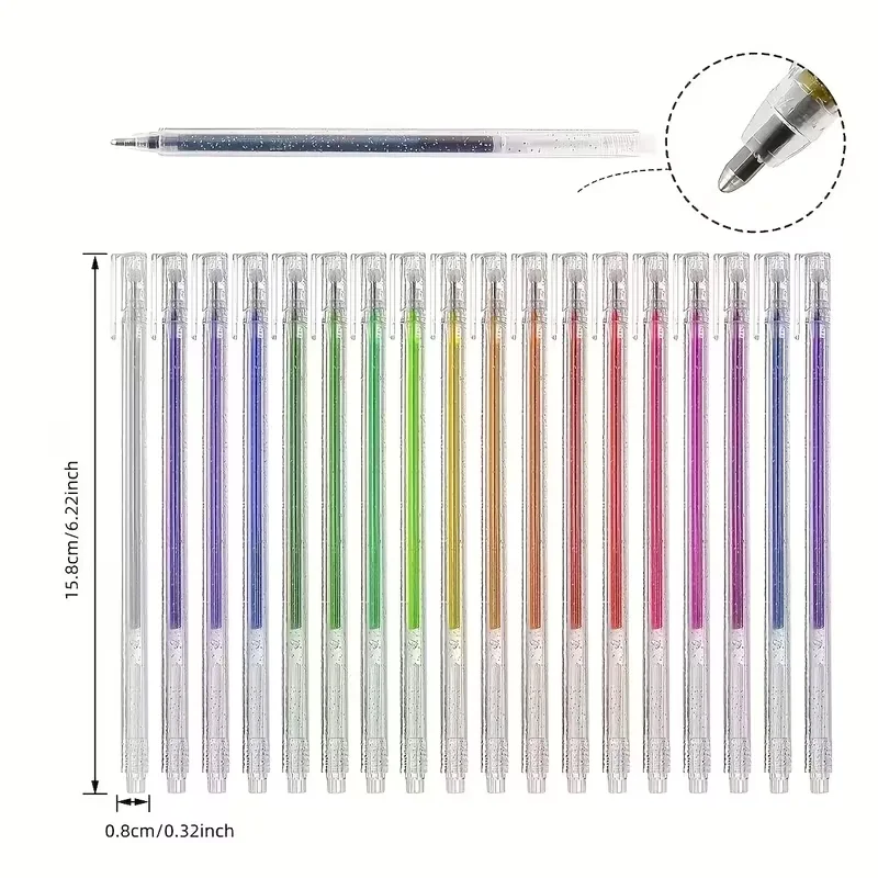 Individuell gestaltbarer Gelstift (1,0 mm) für Erwachsene, zum Malen, Zeichnen, Scrapbooking und Kartenbasteln. 24 Farben. Aus Kunststoff. Nicht radierbar._voghion.com
