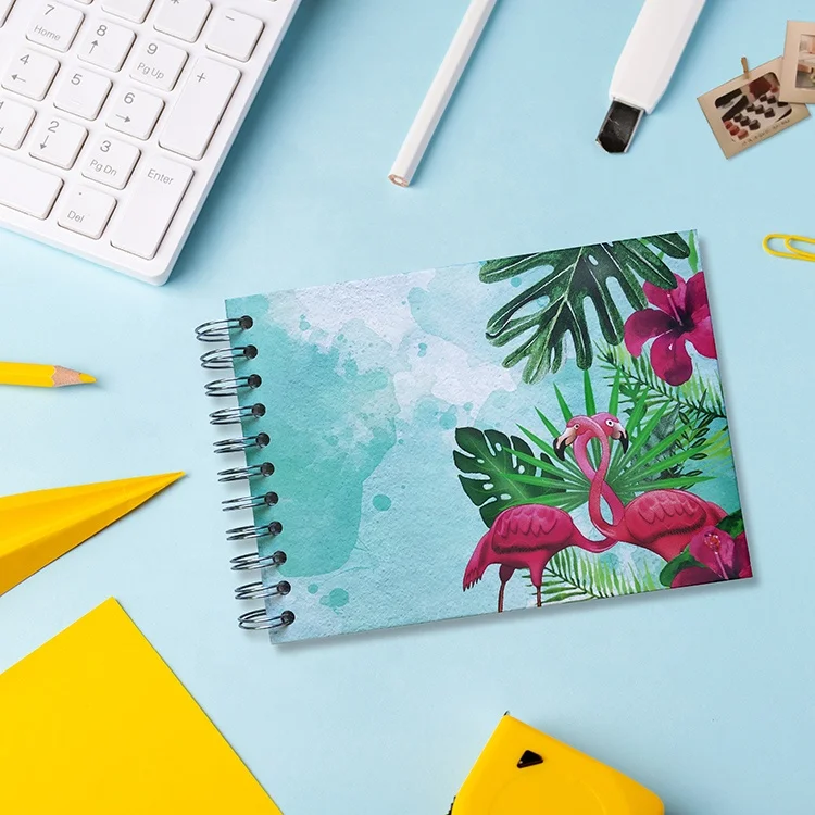 Низкий минимальный заказ индивидуальный принт Фламинго дизайн Твердый спиральный