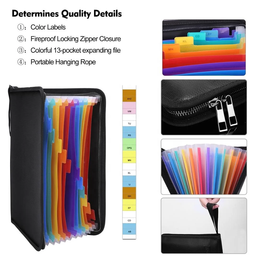 YHX Fireproof File Folder and Water Resistant Money Document Bag Non-Itchy Silicone Coated Portable Filing Organizer
