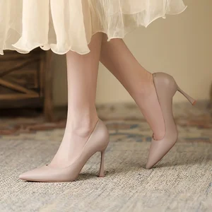 9 cm Women's High Heels Wedding Shoes Breathable Anti-Slip PU Sexy Hard-Wearing Wholesale Pumps Pointed Toe Stiletto for Women