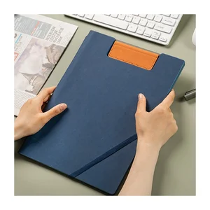 Customizable A4 PU Leather Business Folder Reusable Organizer Writing Pad Magnet Desktop Meeting Clipboards Office Filing