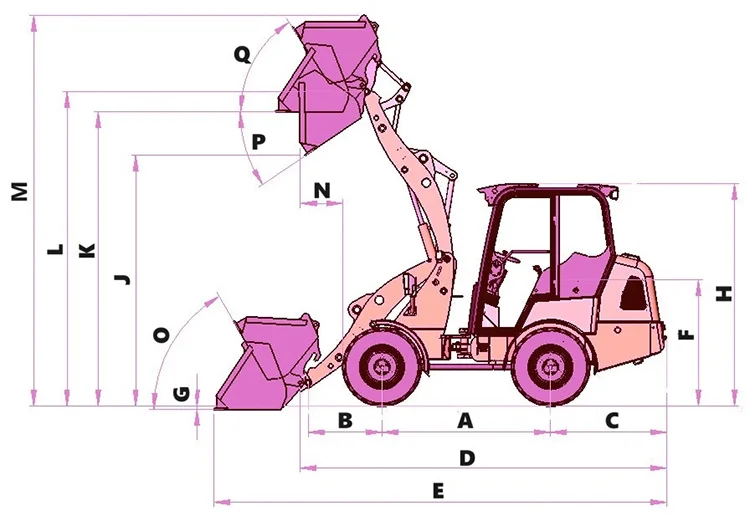 Loader Dimention Taian Articulating Mini Loader - 1.4ton Compact Design