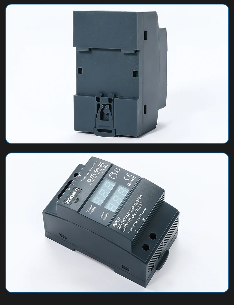 Din Rail Mount Power Supply With Digital Display Qyr60w24v Ac Dc
