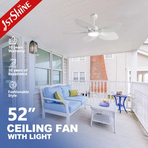 1stshine Unique 52" Decorative Ceiling Fan Light Features 5 Realistic ABS Leaf Blades 3-Color Dimmable LED Ceiling Fan