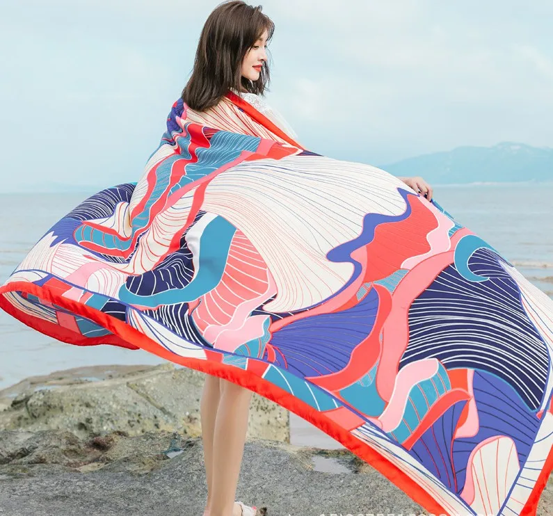 Весна-Осень 2020, летний женский шарф с принтом, шаль с асимметричным принтом