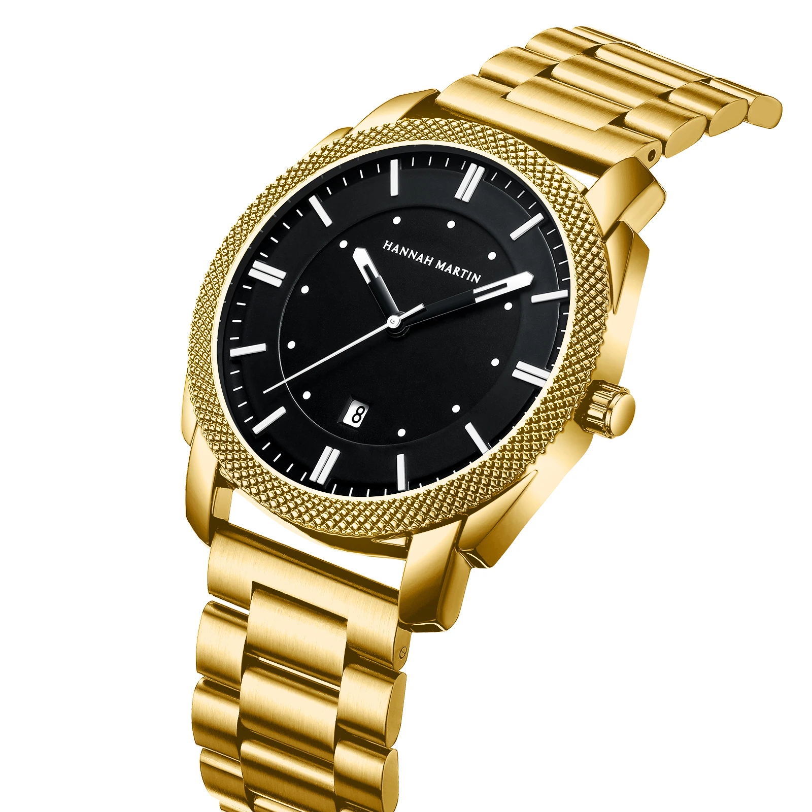 Hannah Martin 1451 Original Chronograph Men Watch Waterproof Luminous Date  Stainless Steel Strap Quartz Watches for Men