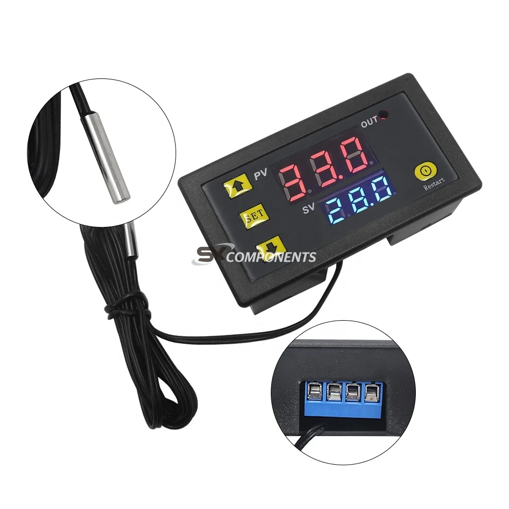 50-120°C Thermostat Regulator W3230 DC 12V 20A Digital Temperature Controller 