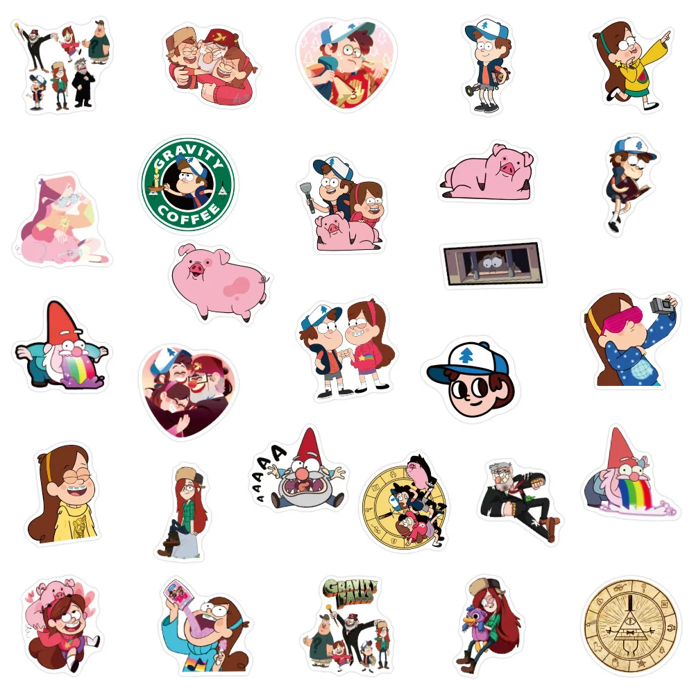 Gravity Falls Stickers 50pcs Cartoon Anime Vinyl Decals for Kids Adults