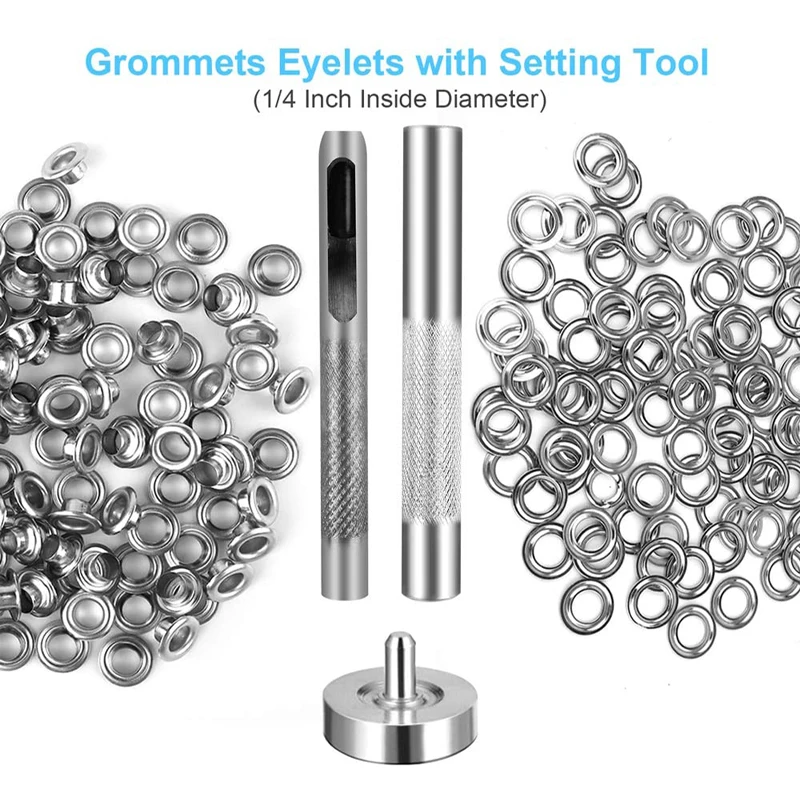 100 комплектов люверсов набор утолщенных серебристые металлические люверсы 1/4 дюйма с 3 шт. установочных инструментов для одежды