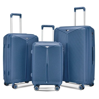 Manufacturer Spinner 4 Wheels Pp Hard Shell Case Aluminum Trolley 3 Pcs Set Travel Luggage