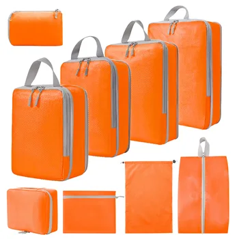 Wholesale Seven-piece Set Custom Waterproof Packing Cubes Travel Storage Bag Luggage Cosmetic Bag Organizer