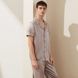 Trendy short men luxury sleepwear summer silk mens satin pajama sets NO 6