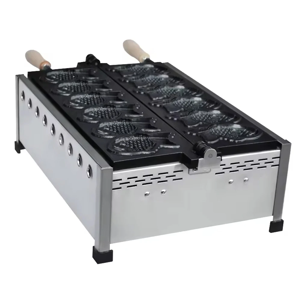XEOLEO業務用6グリッド魚型ワッフルメーカーLPGガスたい焼きワッフル