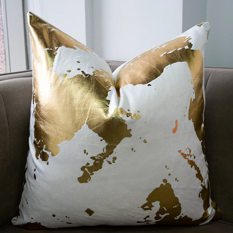 High Quality Throw Pillow Covergolden Silver Stripes Velvet Black White