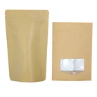Custom Printed Packaging Coffee For Tea Resealable Zipper Pouch Brown Kraft Paper Stand Up Ziplock Bag With Clear Window