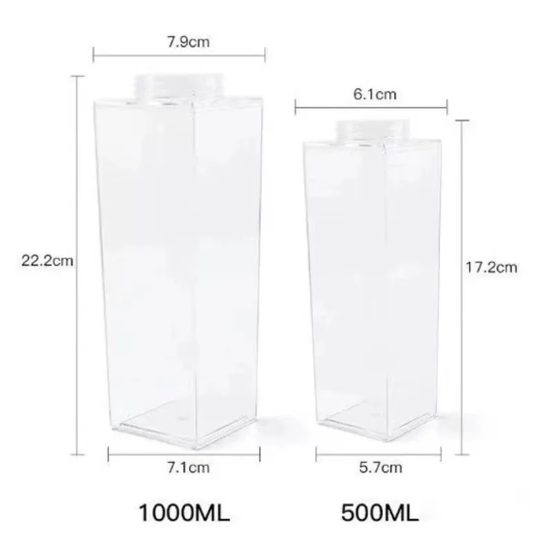 Transparent and simple 1L milk cup Transparent PS plastic square water cup cross-border creative milk bottle 1000ml supplier