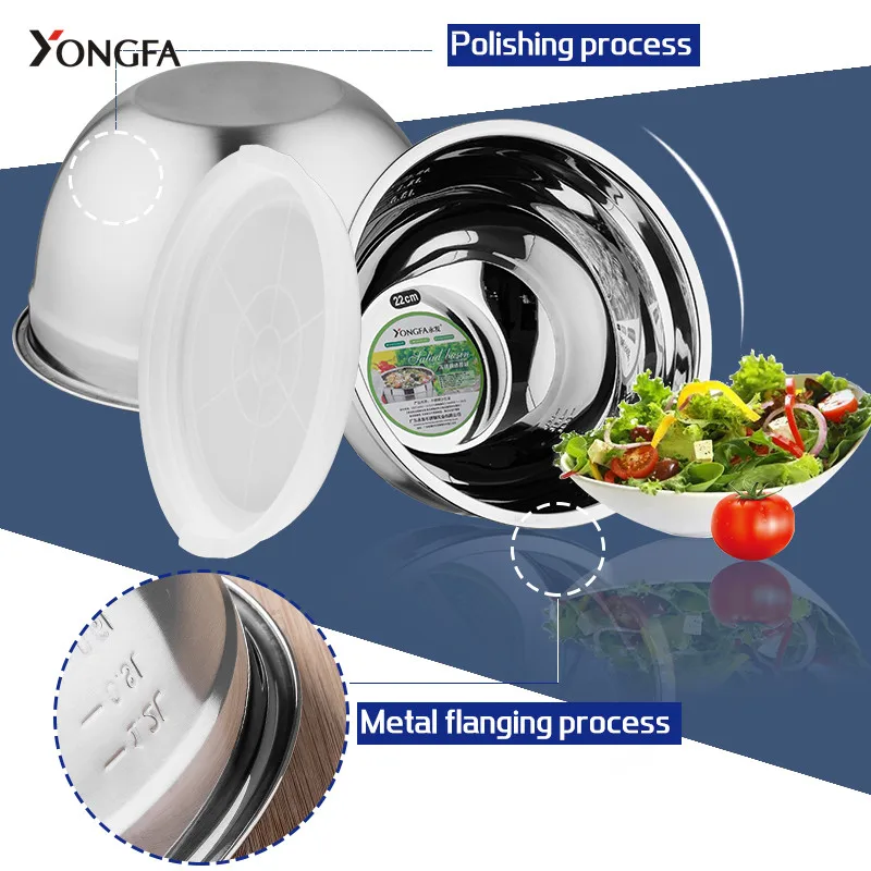 Mirror Polish Kitchen Mixing Bowl Stainless Steel Bowl Set for Mixing Salad With or Without Lids FREE Sample - Image 3