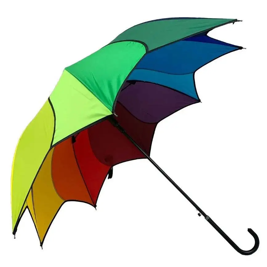 LOTUS Color Block Custom Color Logo Straight Maple Leaf Rotation Fashion Swirl Umbrella
