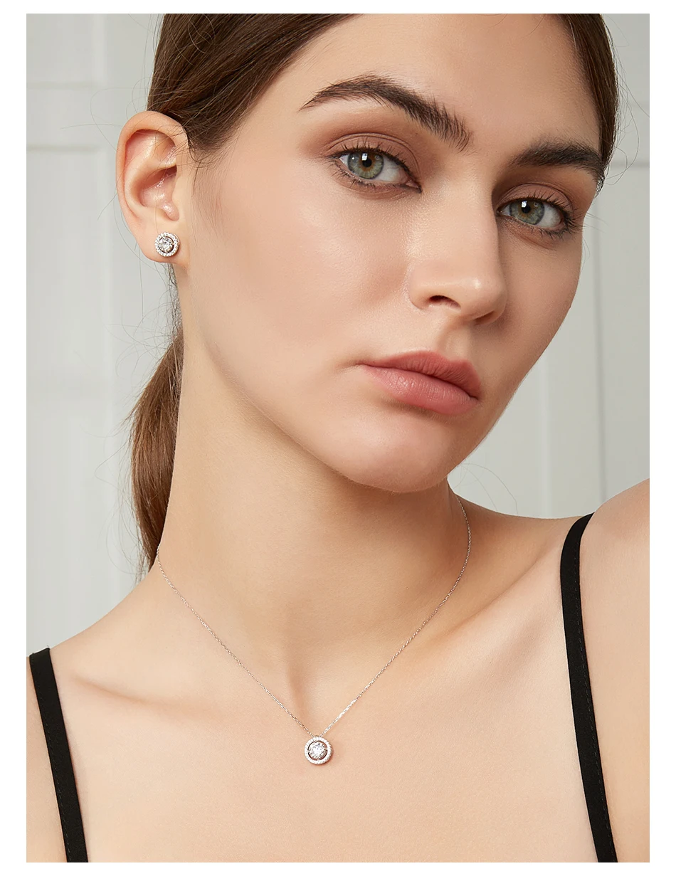 Czcity Brand Jewelry Simple Disc Charm Diamond Round Stud Earing Gra