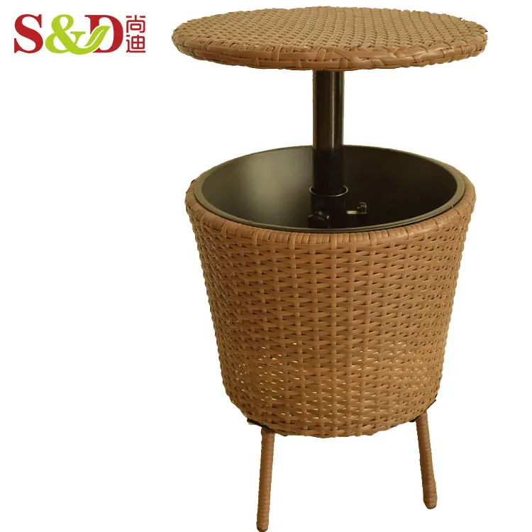 adjustable height rattan table