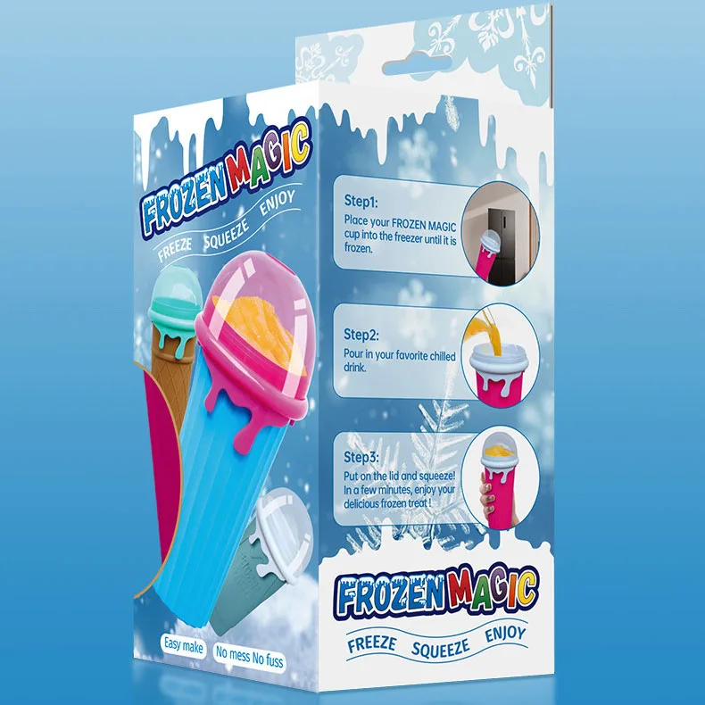 Ecofriendly Plastic Ice Cream Frozen Magic Slushy Squeeze Cup 500ml