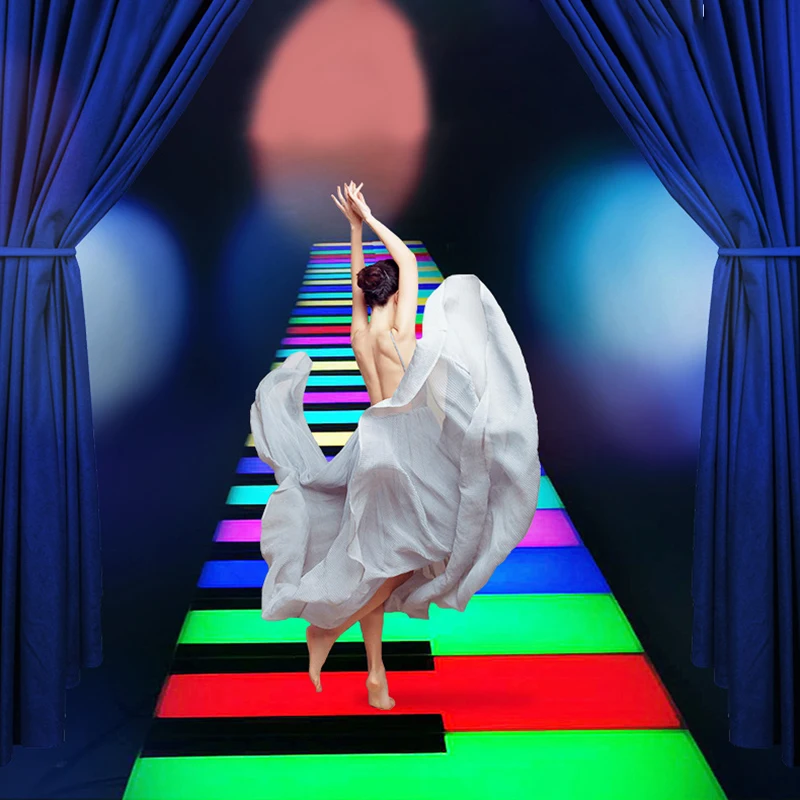 Interactive IP67 Waterproof RGB Color Changing Piano Led Dance Floor with Sound Giant Floor Piano Tiles for Kids